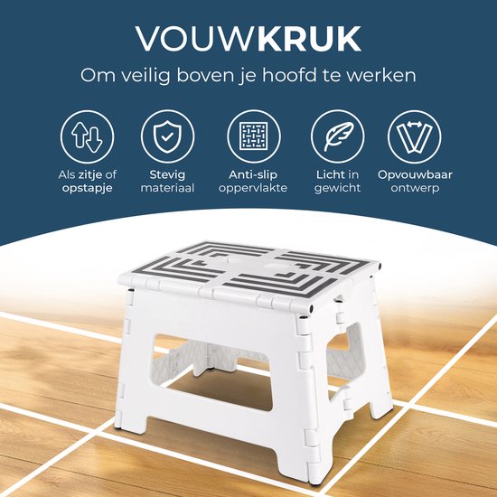 Opstapje Wit inklapbaar| Hoogte 22cm| Multi inzetbaar