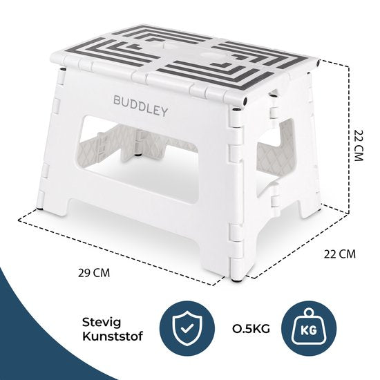 Opstapje Wit inklapbaar| Hoogte 22cm| Multi inzetbaar