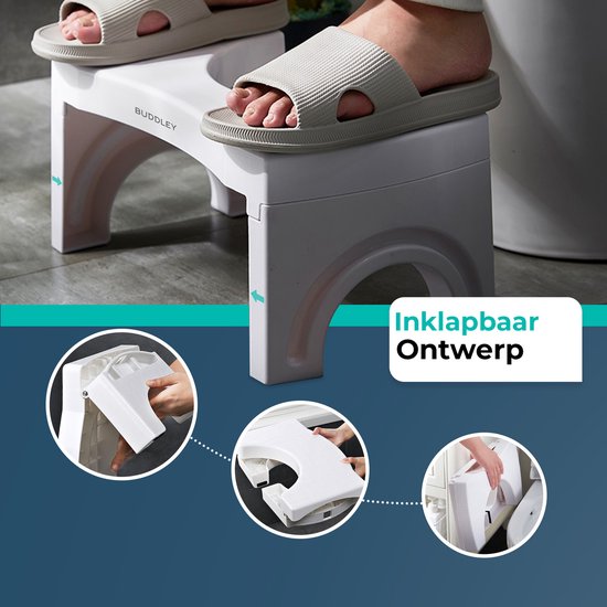 Inklapbaar Wit Toiletkrukje | Maat L