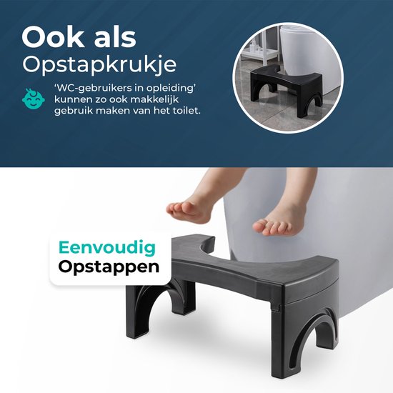 Inklapbaar Zwart Toiletkrukje | Maat L