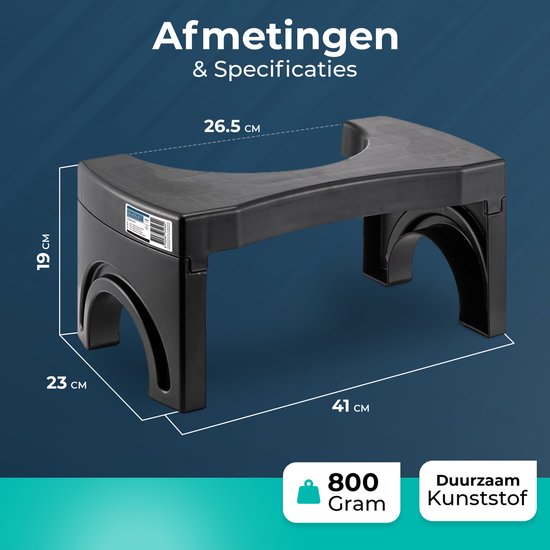 Inklapbaar Zwart Toiletkrukje | Maat L
