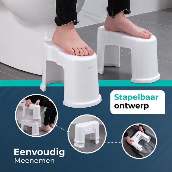 Stapelbaar Wit Toiletkrukje | Maat M