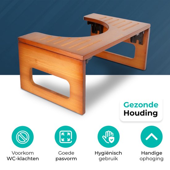 Inklapbaar Toiletkrukje | Donker Bamboe