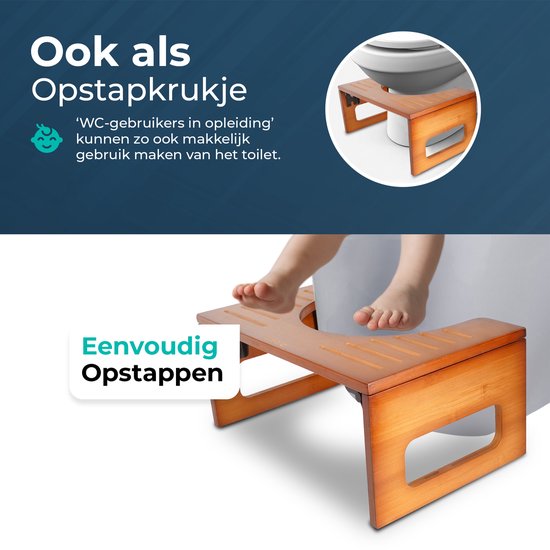 Inklapbaar Toiletkrukje | Donker Bamboe