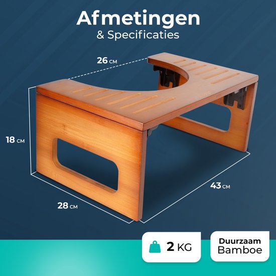 Inklapbaar Toiletkrukje | Donker Bamboe