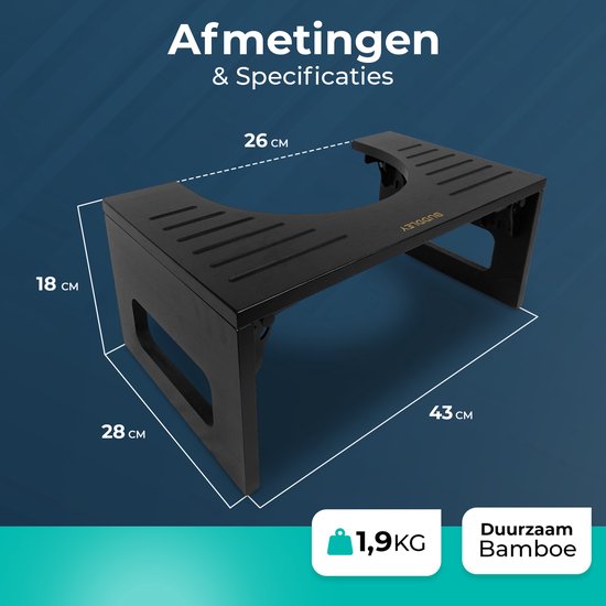 Inklapbaar Toiletkrukje | Zwart Bamboe