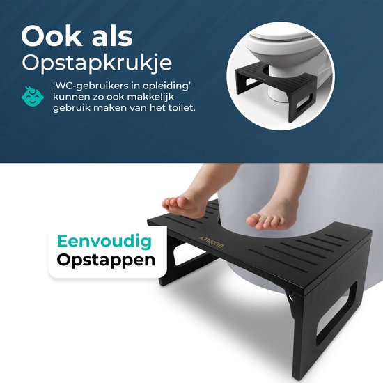 Inklapbaar Toiletkrukje | Zwart Bamboe