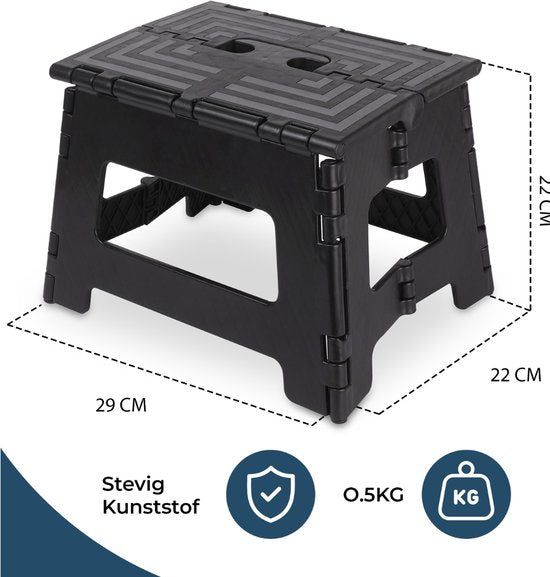 Inklapbaar Zwart Opstapje| Hoogte 22cm| Multi inzetbaar
