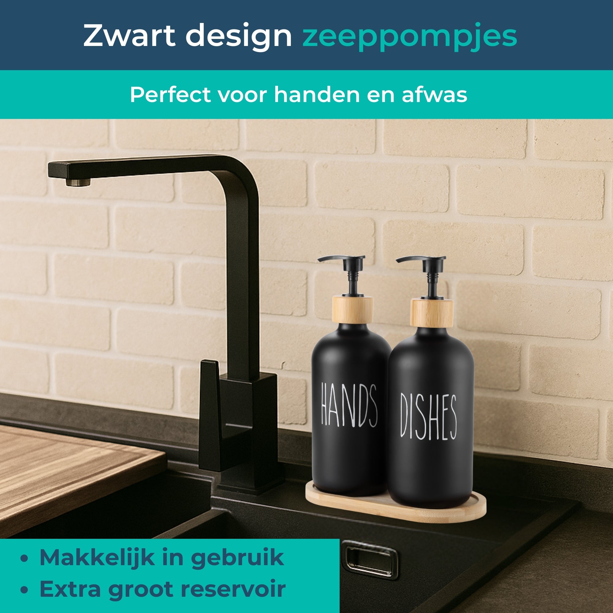 Zeepdispenser - SET (2x) - Glas - Zeeppompje - Zeepdispensers