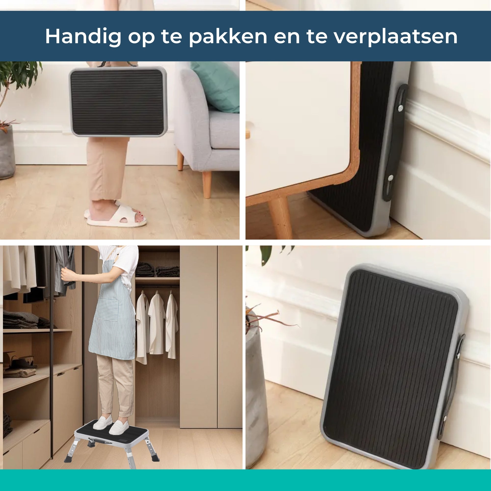 Opstapje Inklapbaar Staal - Verstelbaar in 3 hoogtes - Opstapkrukje metaal