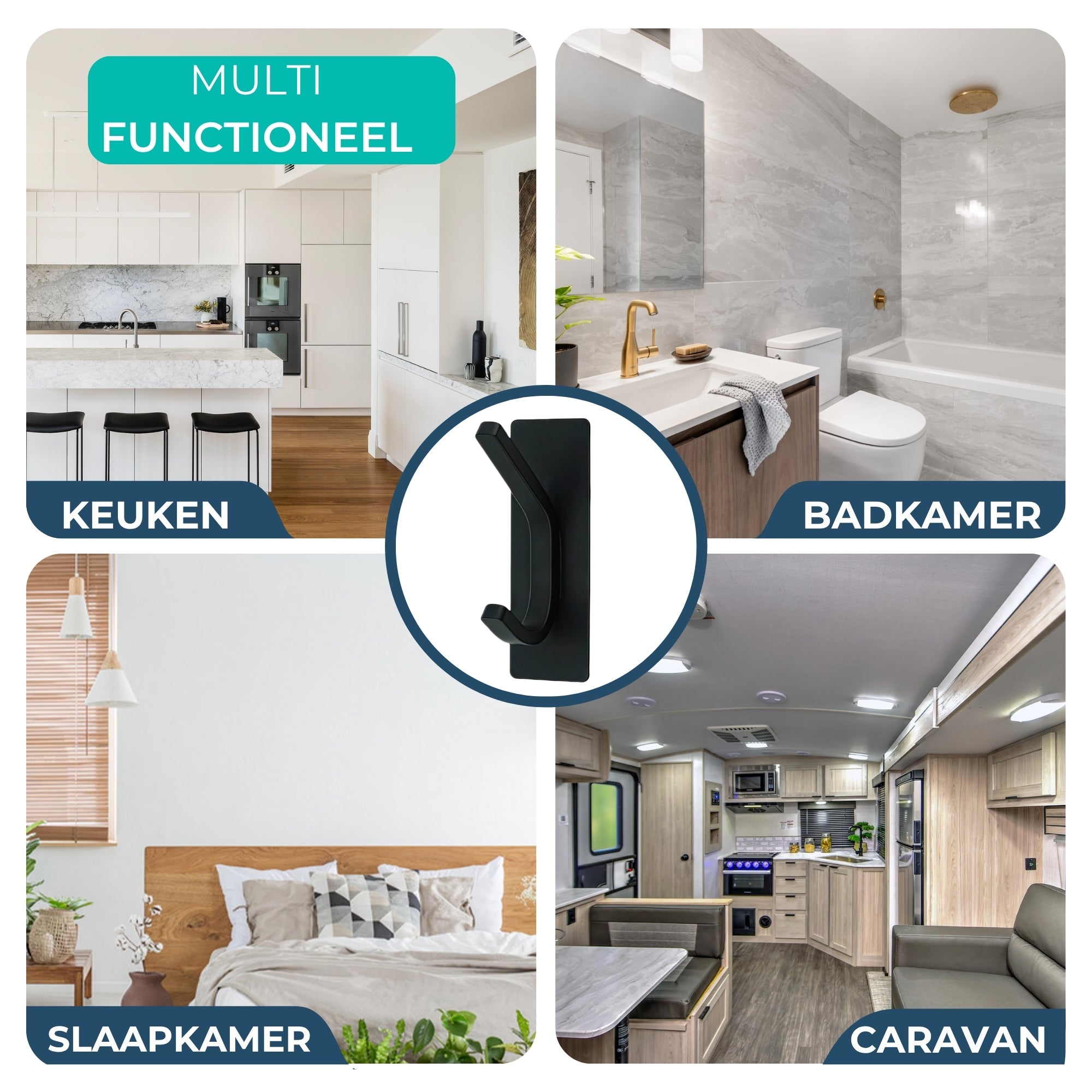 Handdoekhaakjes (4x) - Zelfklevende Haakjes - Handdoekhouder