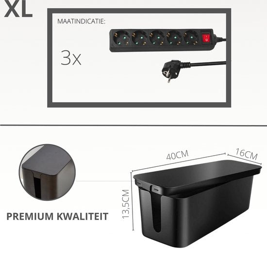 Kabelbox Zwart |SET drie stuks |M-L en XL