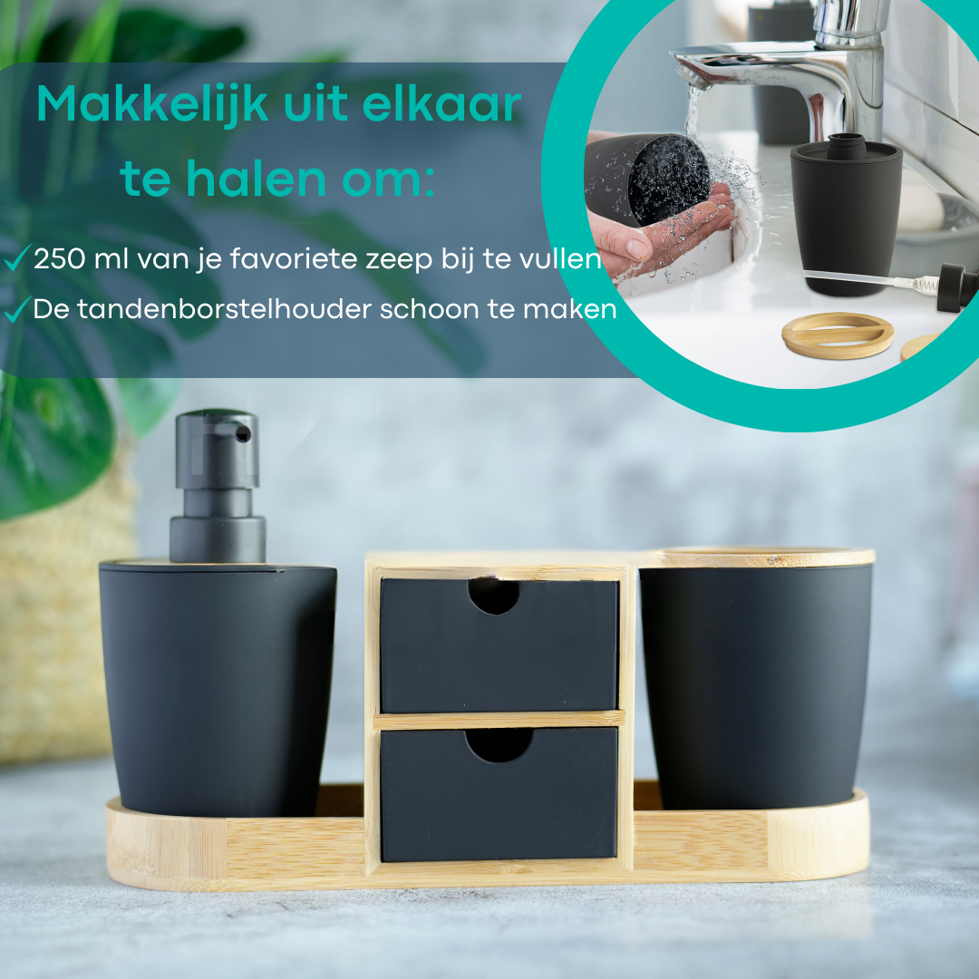 Badkamer organizer | Zwart Bamboe