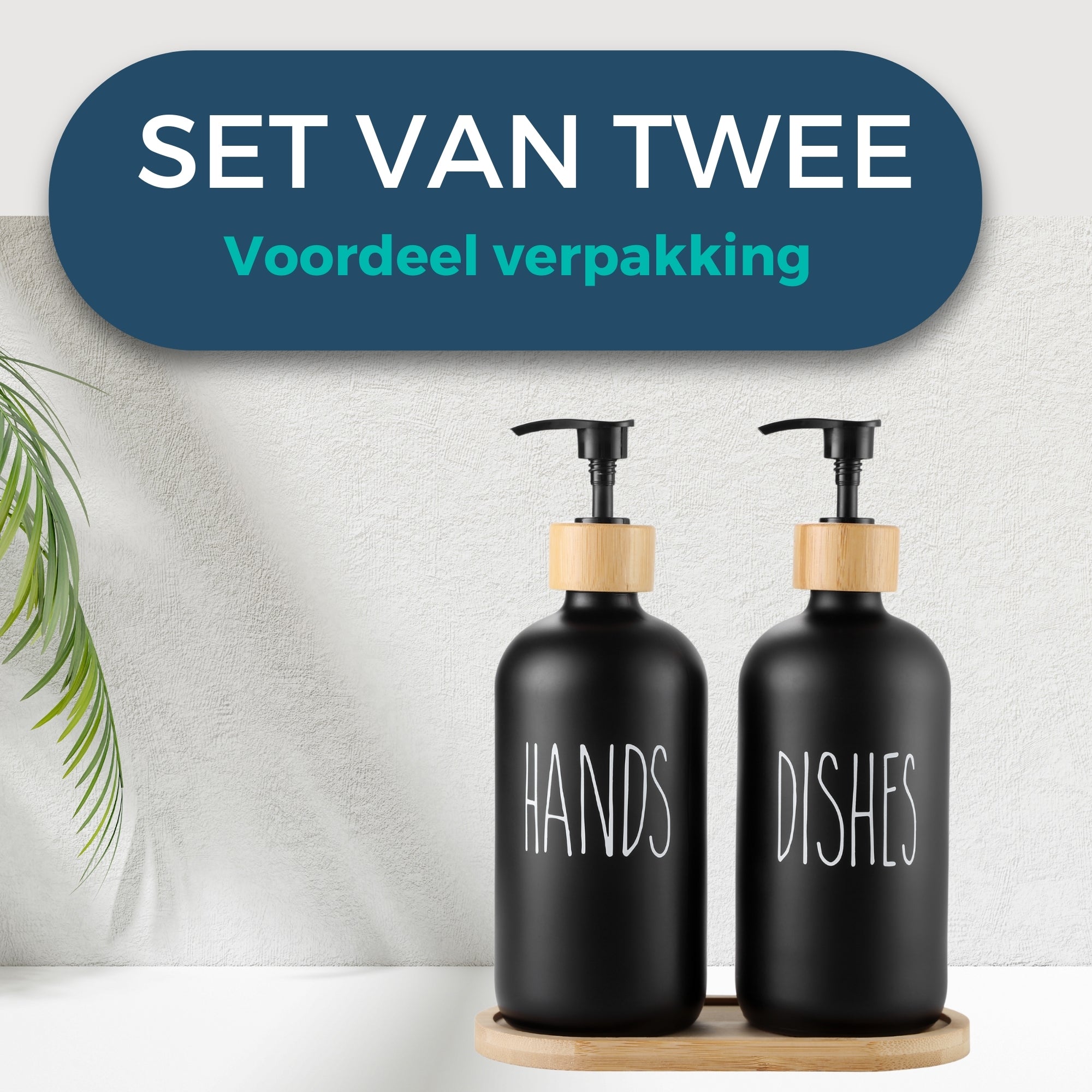 Zeepdispenser - SET (2x) - Glas - Zeeppompje - Zeepdispensers