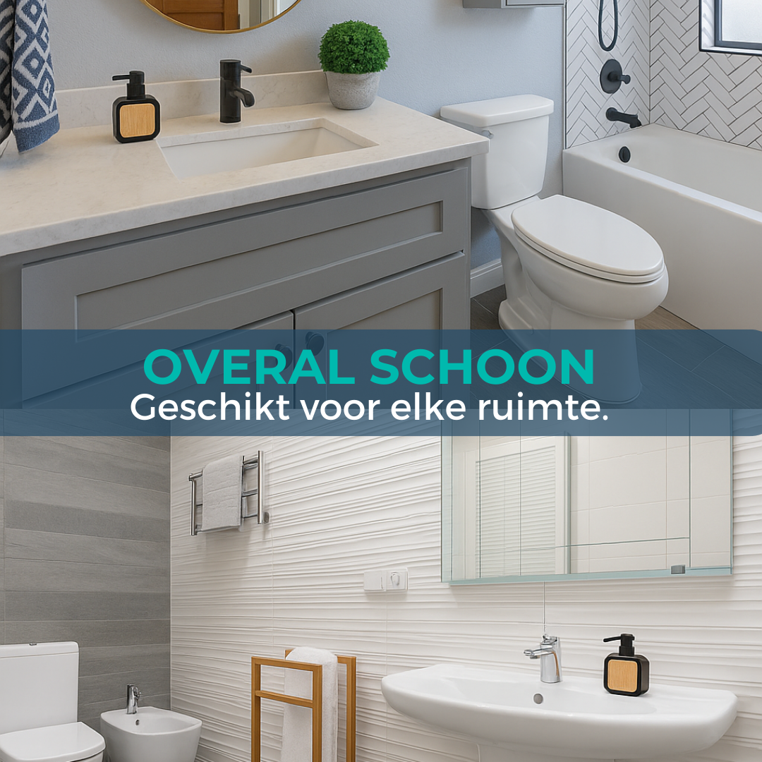 Zeepdispenser - SET (2x) -Stijlvol en modern - Bamboe en zwart