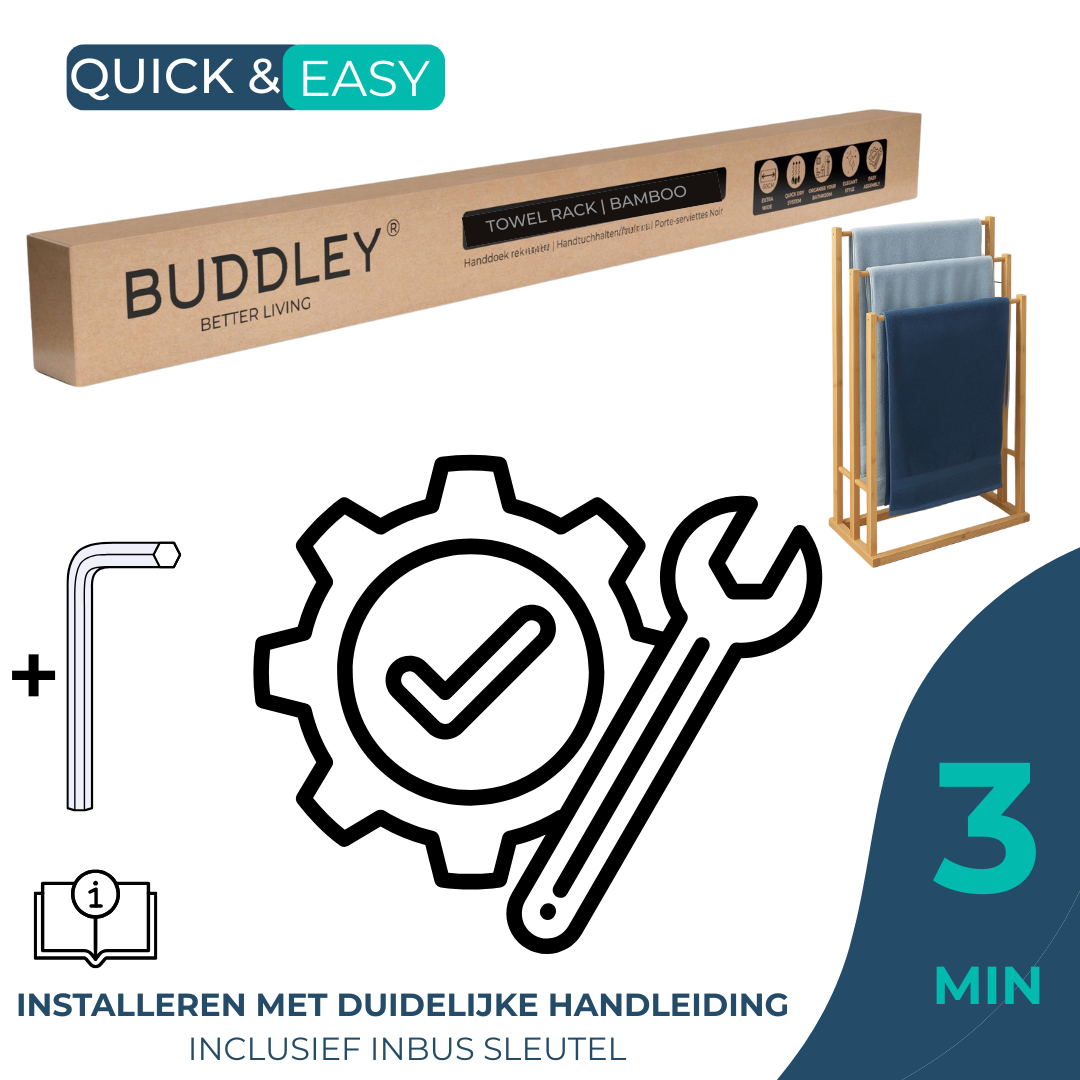 Handdoekrek Bamboe - Vochtbestendig - Handdoekrek staand - Vrijstaand