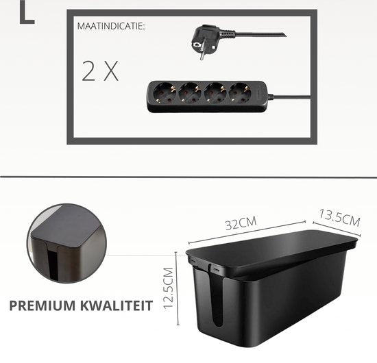 Kabelbox Zwart |SET drie stuks |M-L en XL