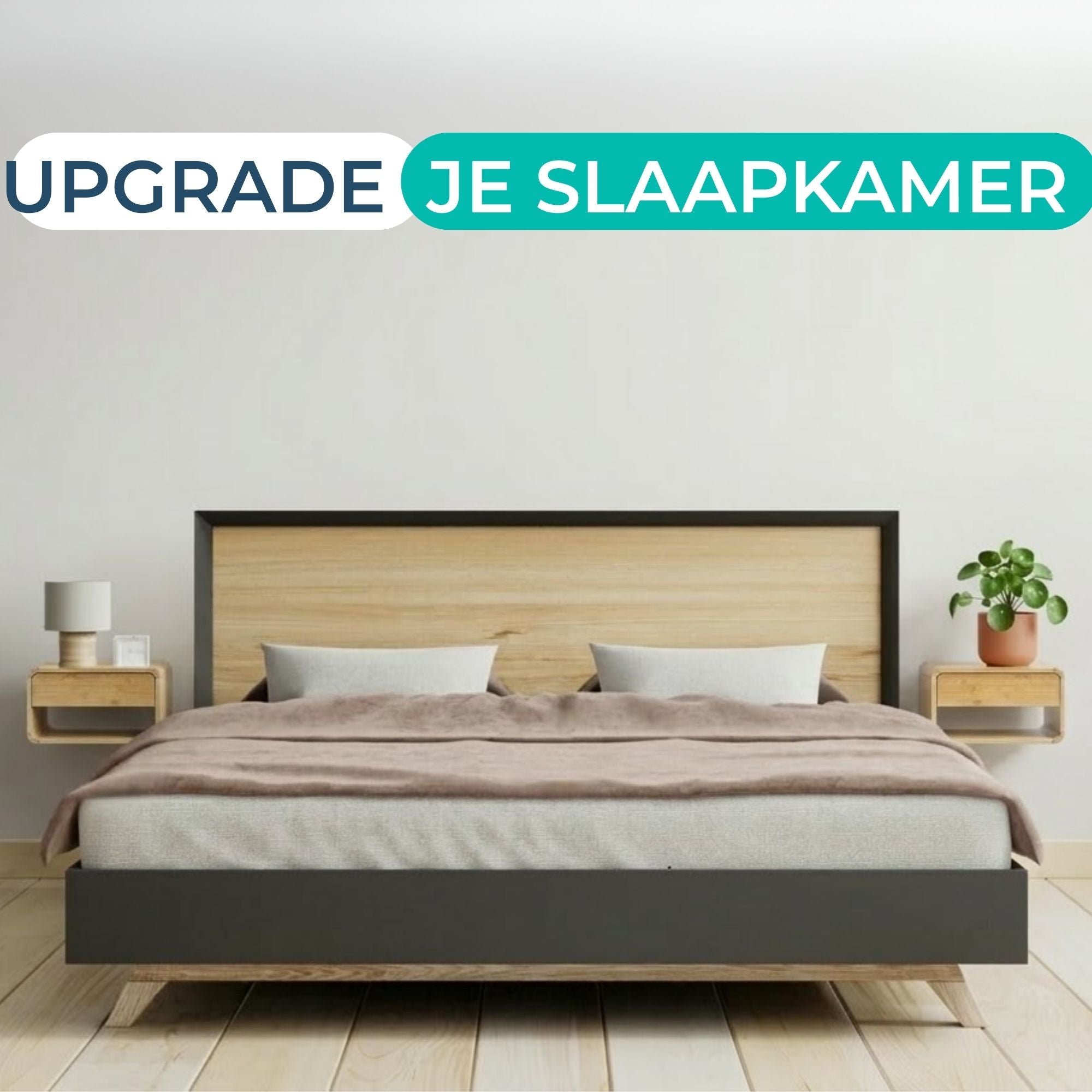 Zwevend Bamboe Nachtkastje 2x