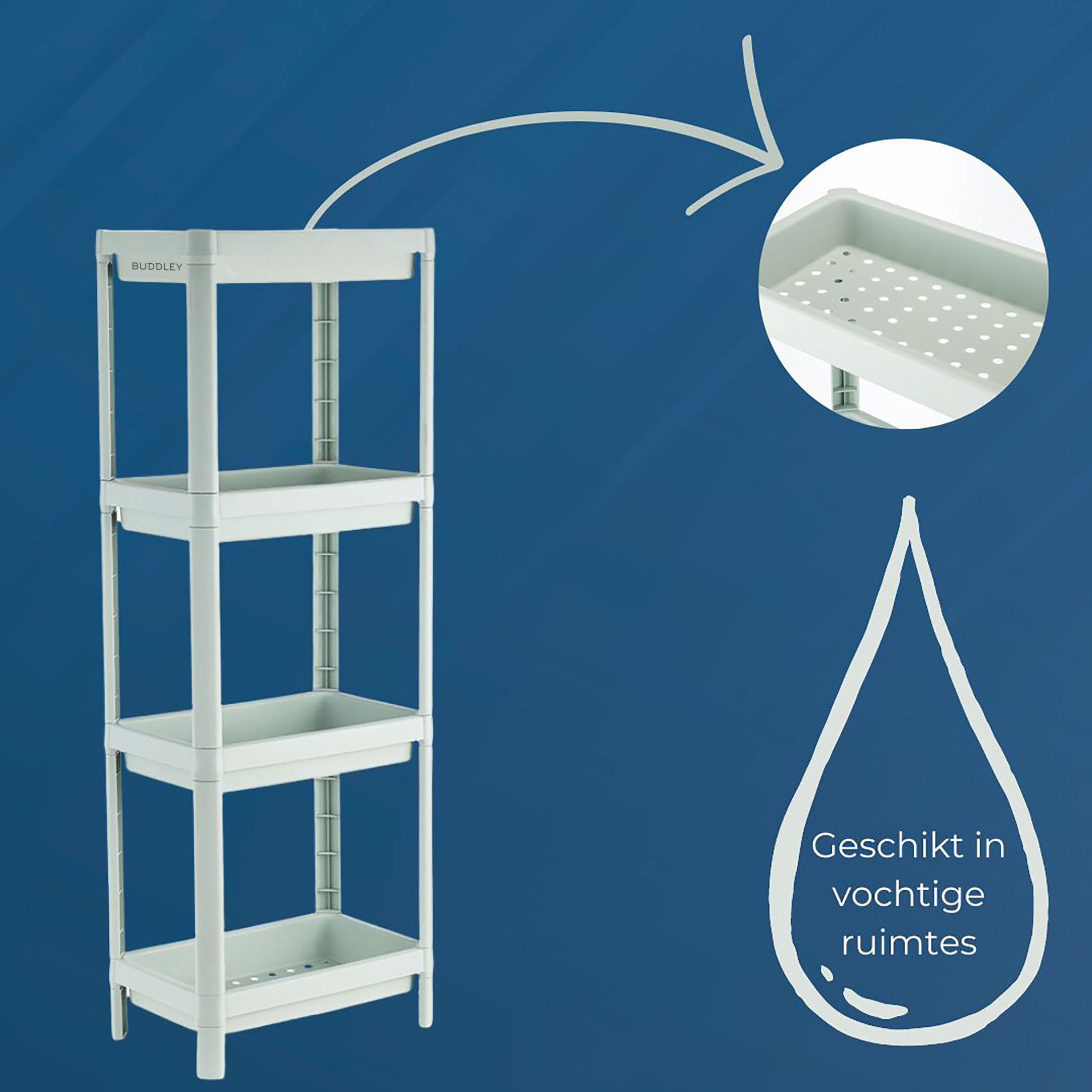 Badkamerrek - Opbergrek Kunststof - Keuken rekje - Badkamerkast 4 laags