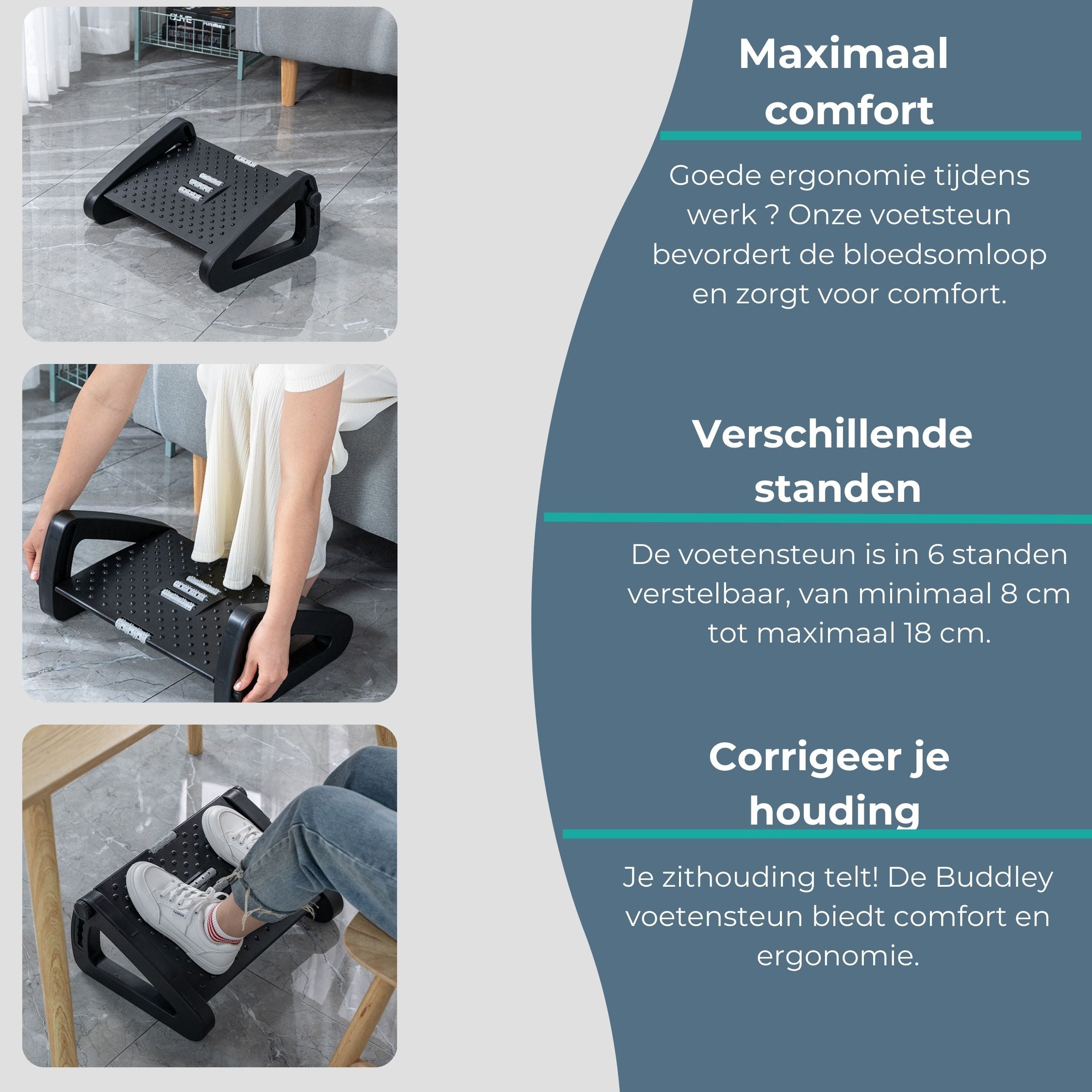 Voetensteun Verstelbaar | Zwart