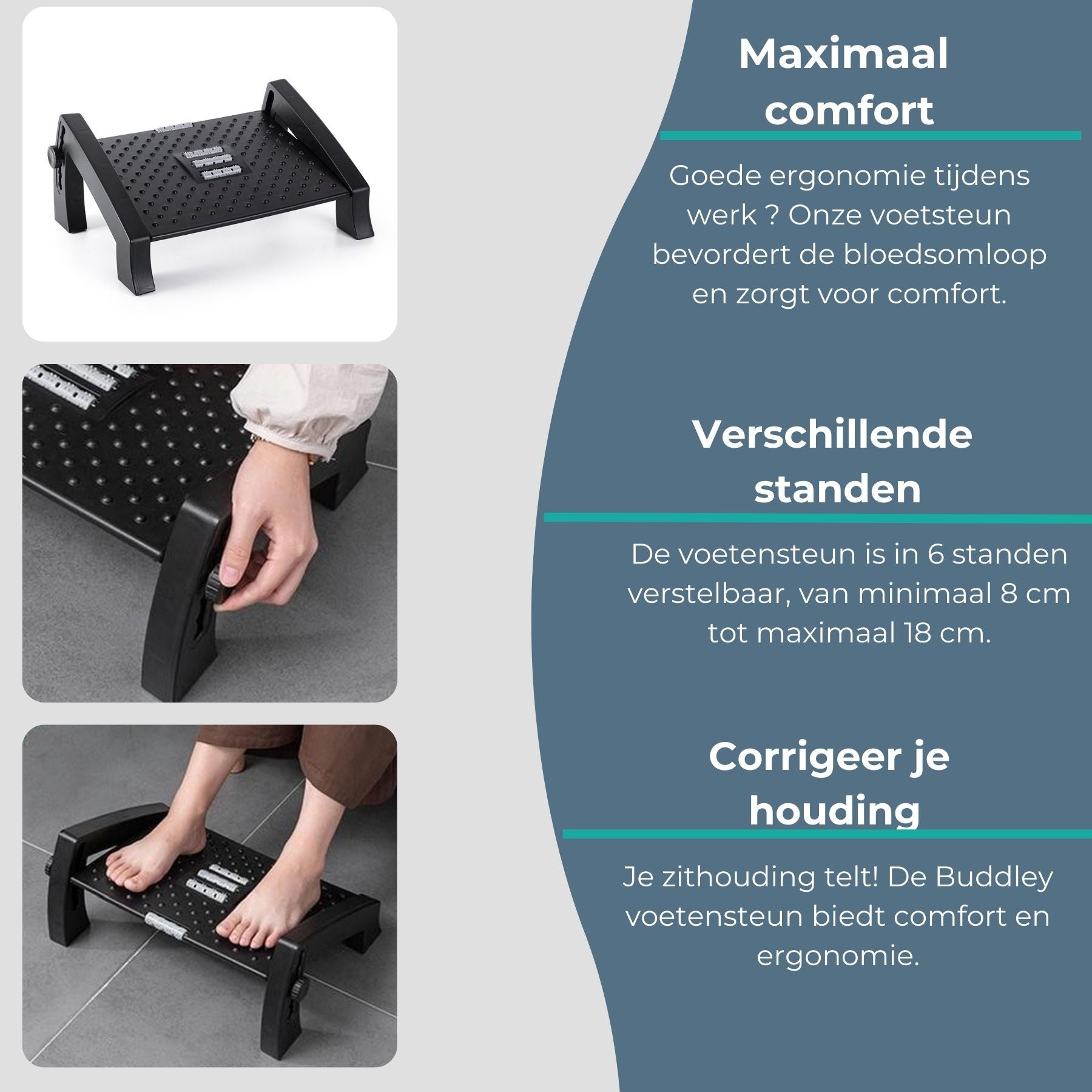 Voetensteun Verstelbaar | 6 verschillende hoogtes