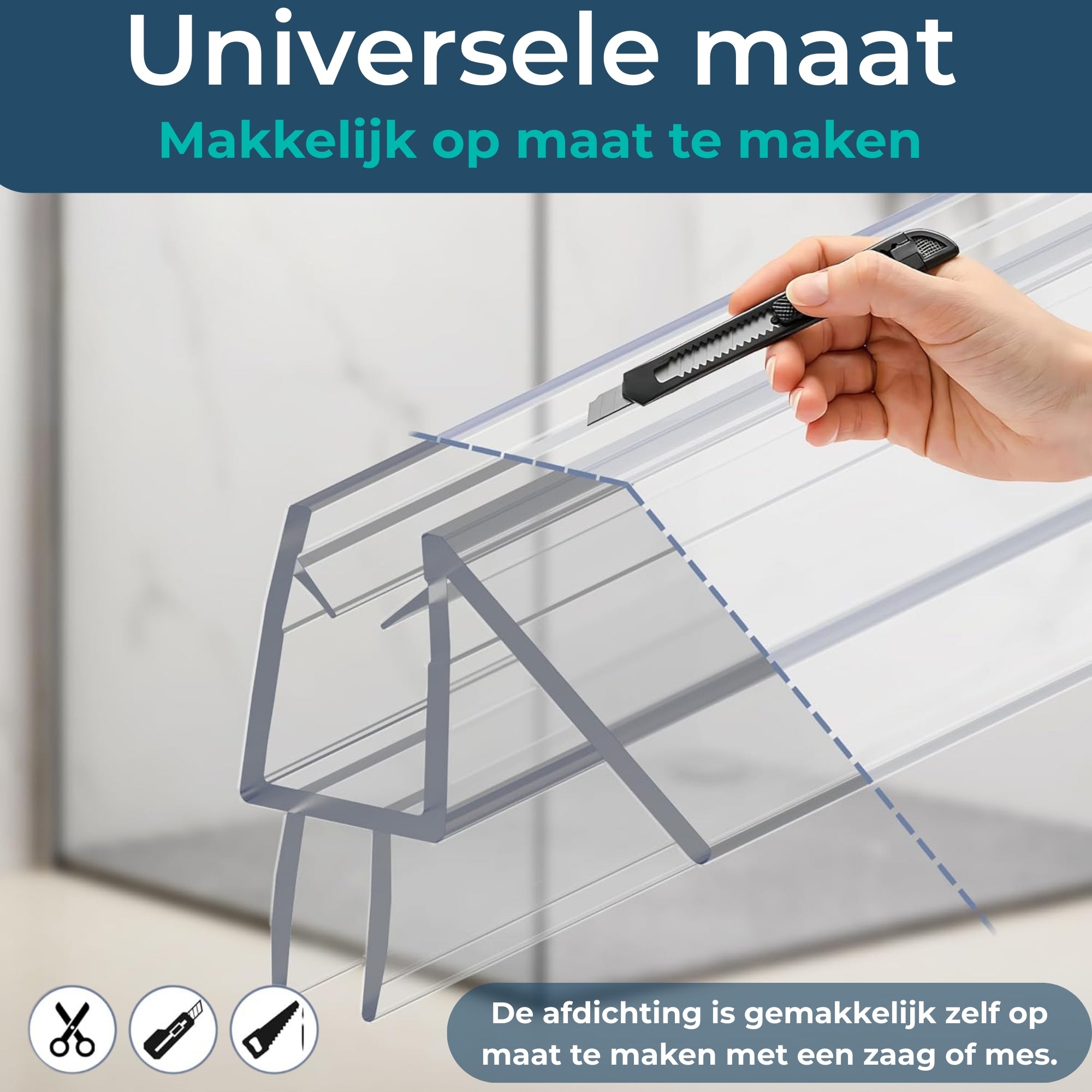 Douchedeurafdichting - 90cm - Inclusief reserve strip - Douchestrip