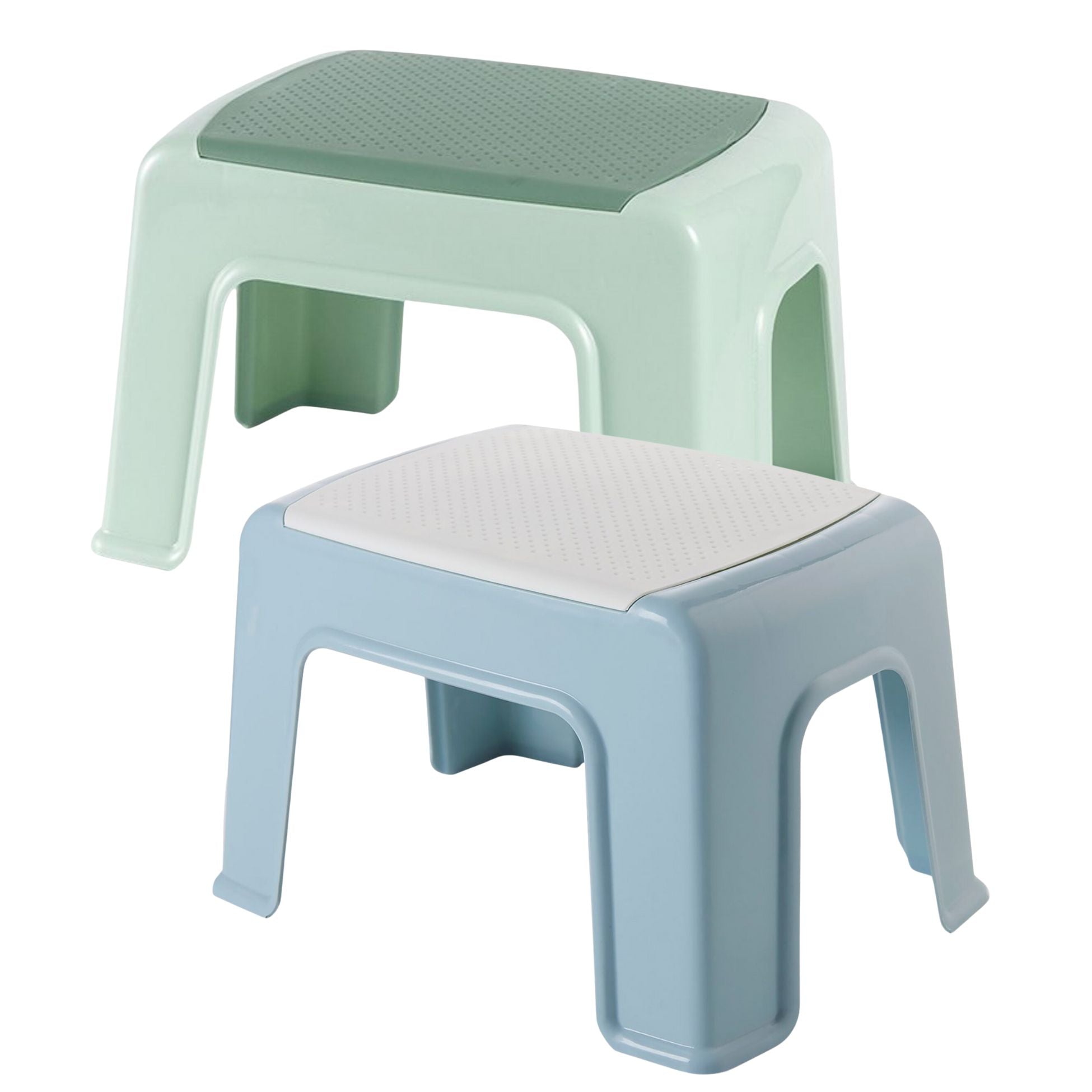 Opstapje Groen en Blauw | Hoogte 21cm | Twee Stuks