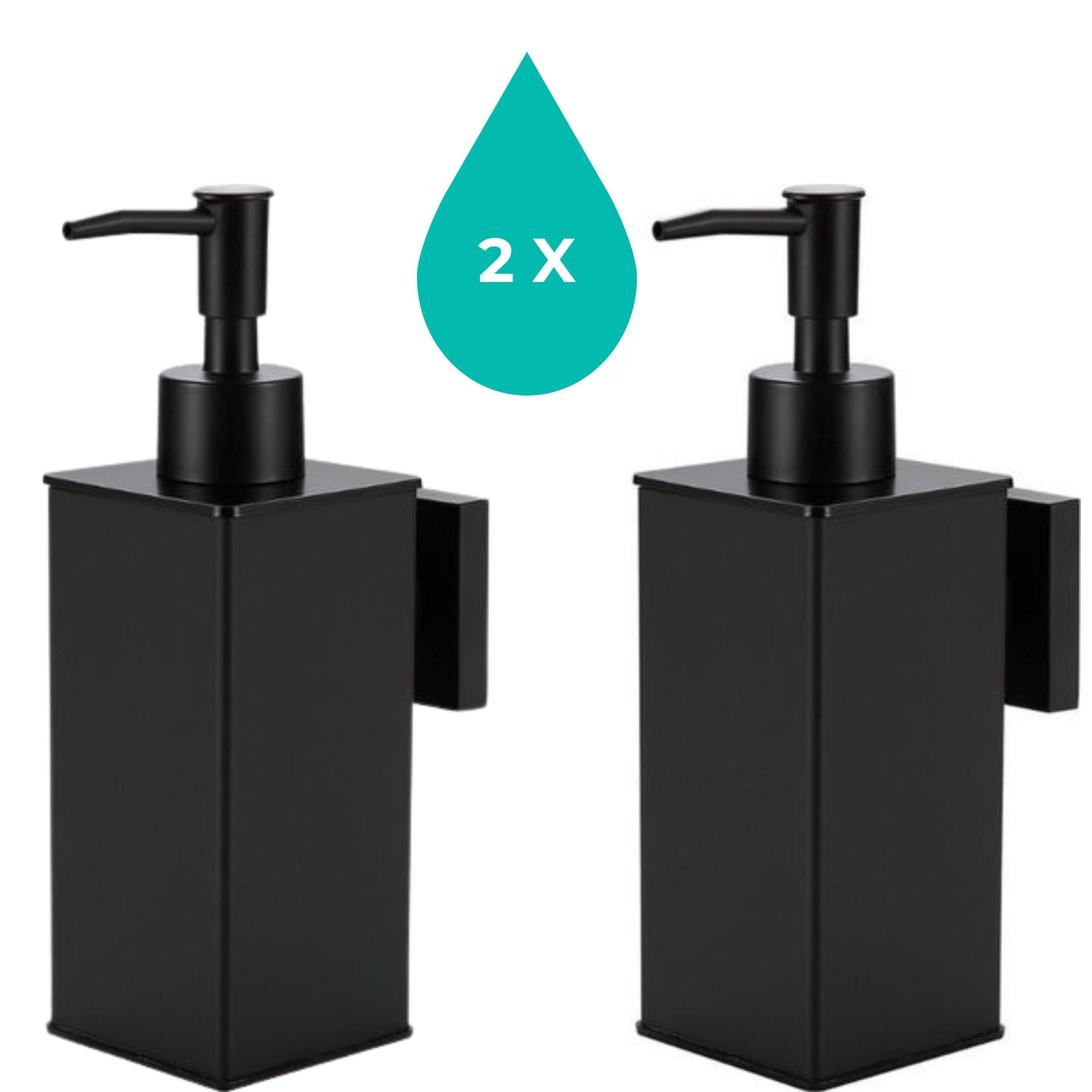 Wandmontage Zeepdispenser Zwart | Set van 2 stuks | Keuken, Badkamer & Toilet