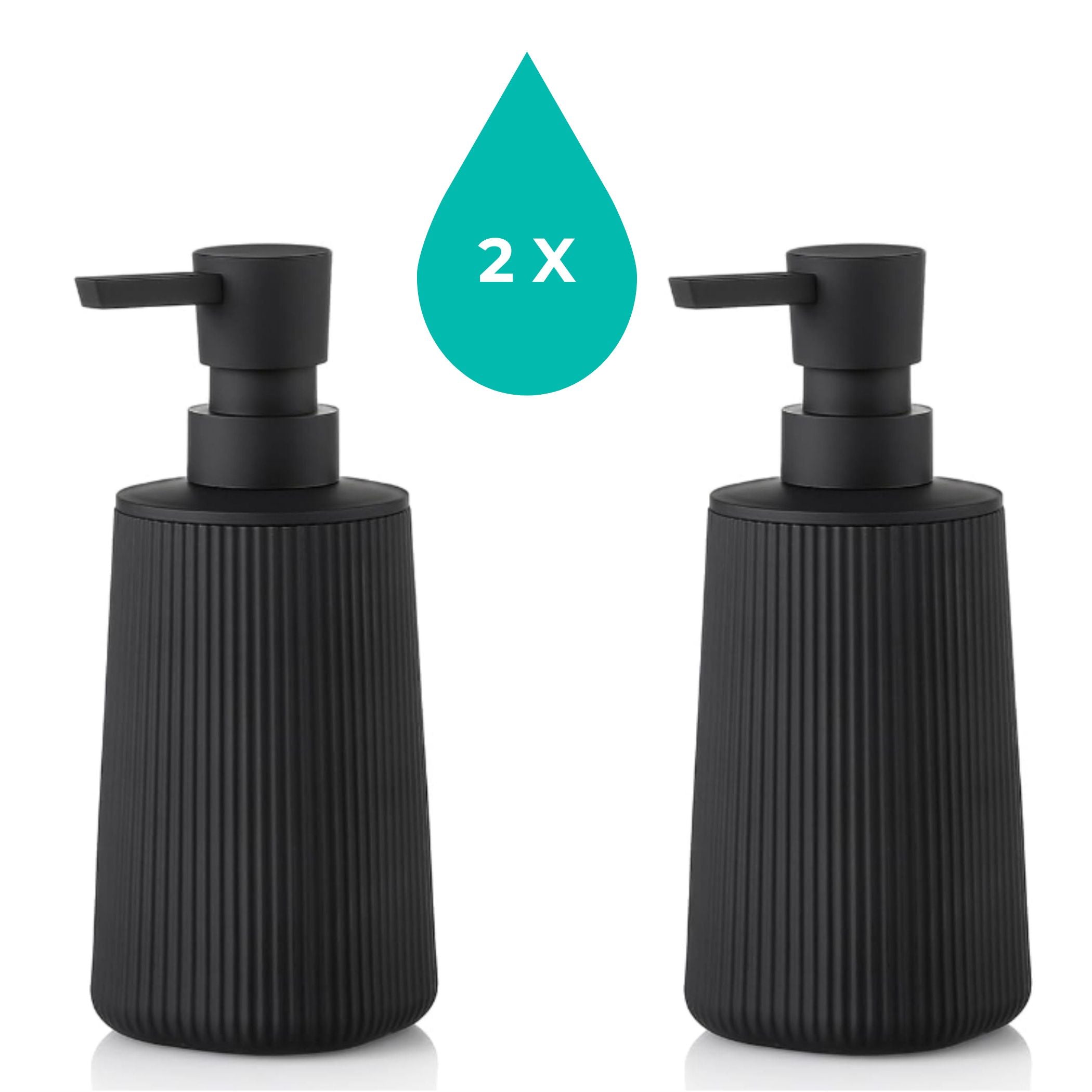 Zeepdispenser Mat Zwart rond | Set van 2 stuks | Keuken, Badkamer & Toilet