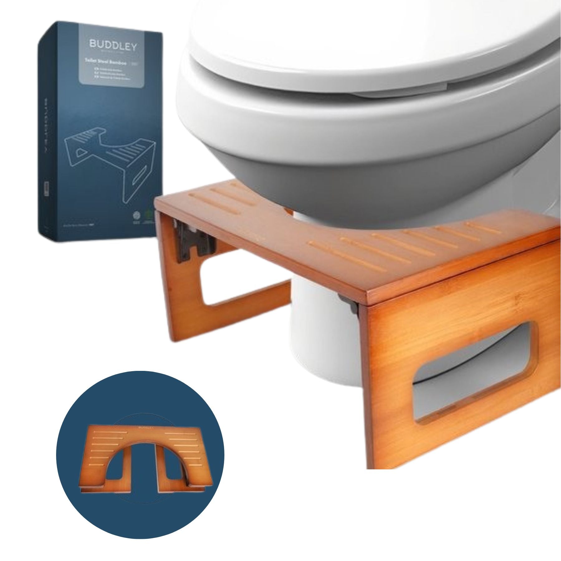 Inklapbaar Toiletkrukje | Donker Bamboe