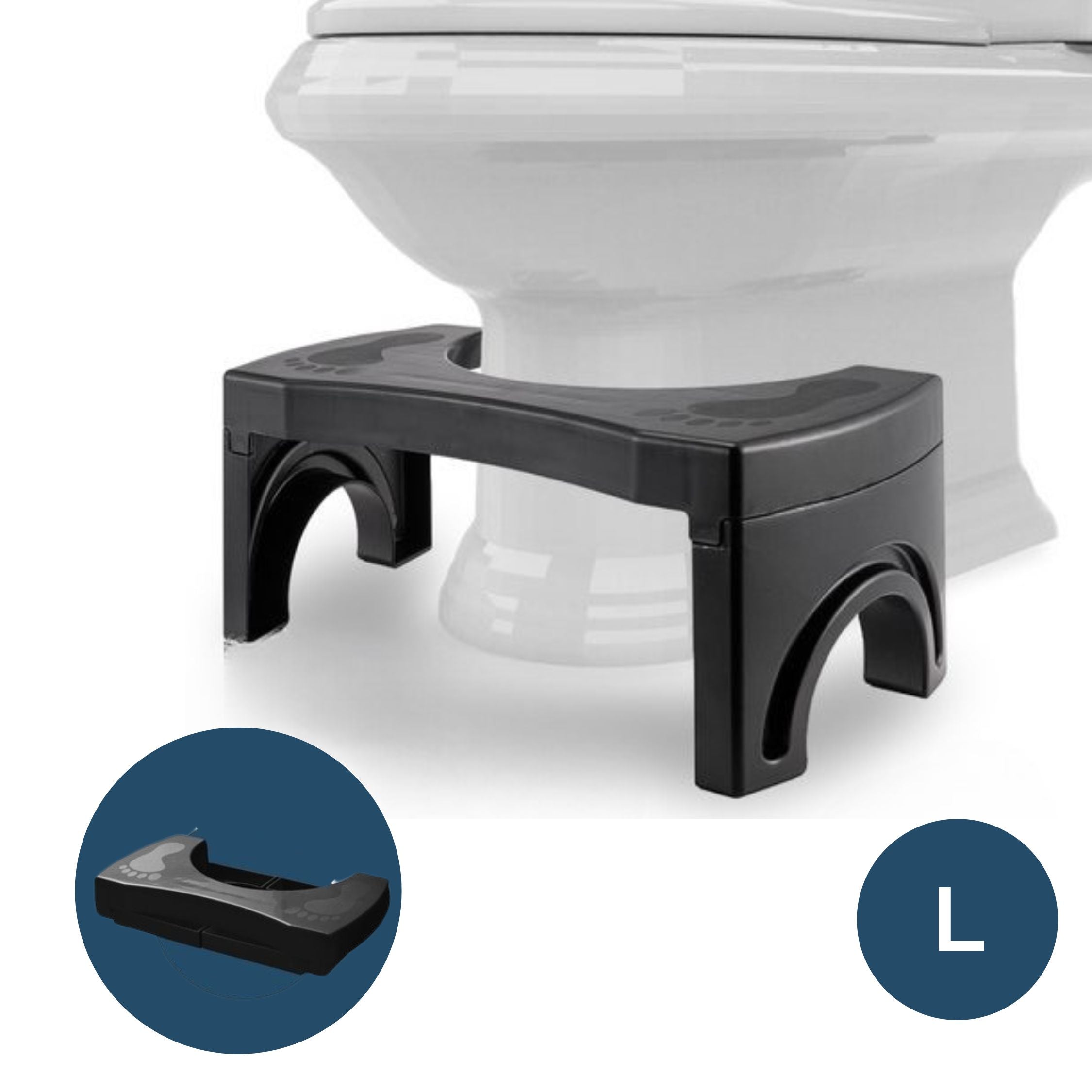 Inklapbaar Zwart Toiletkrukje | Maat L