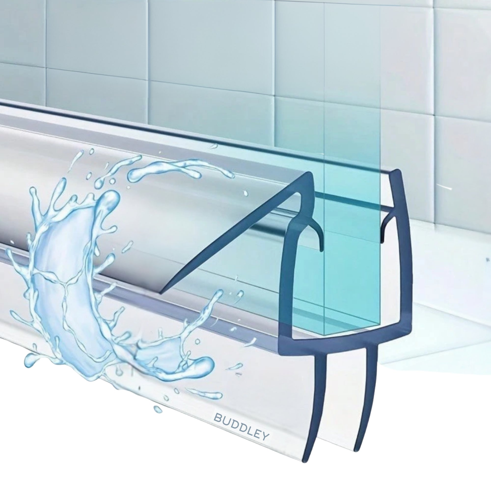 Douchedeur afdichtstrip van PVC 90 cm die water langs de glazen douchedeur van de badkamervloer weghoudt