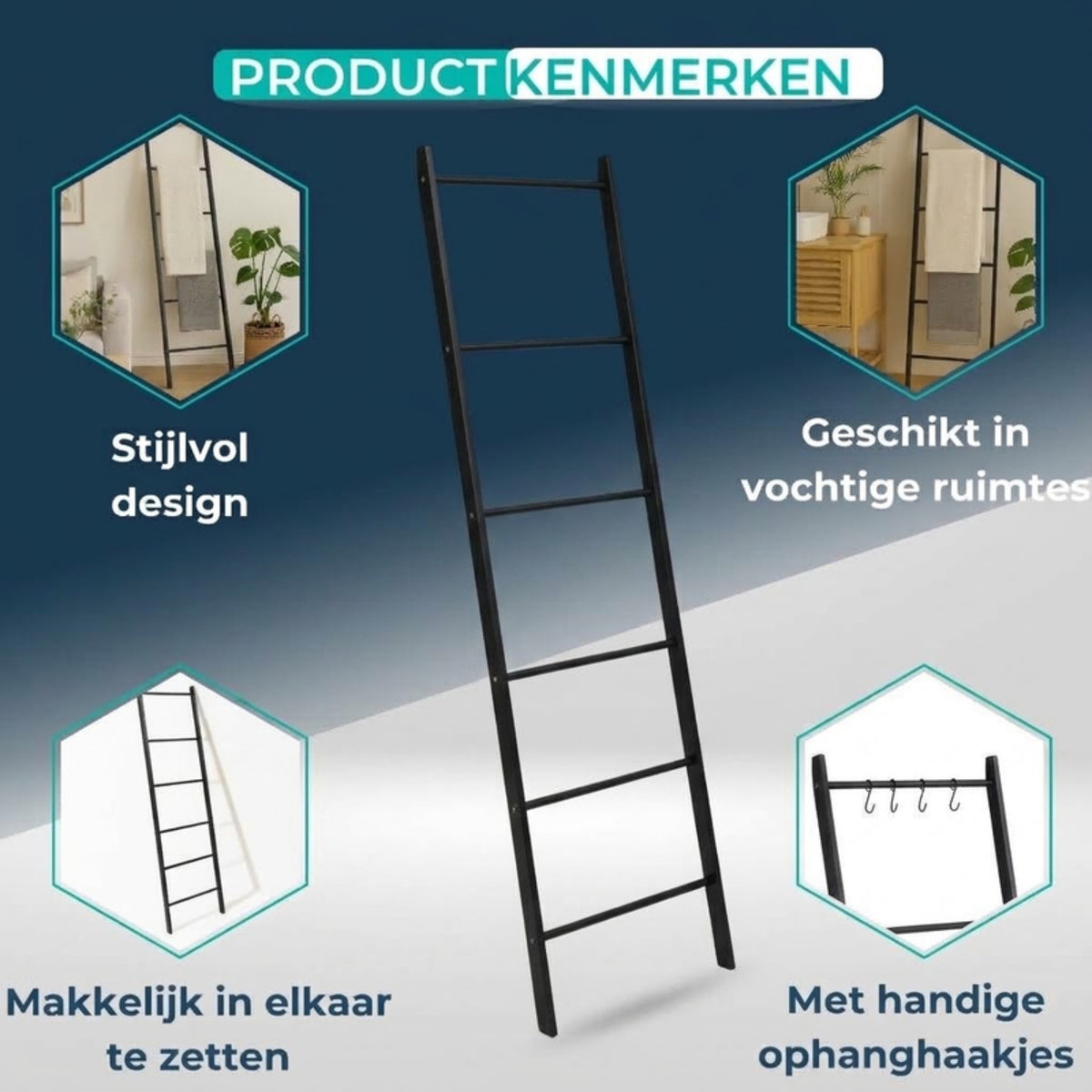 Handdoekladder zwart