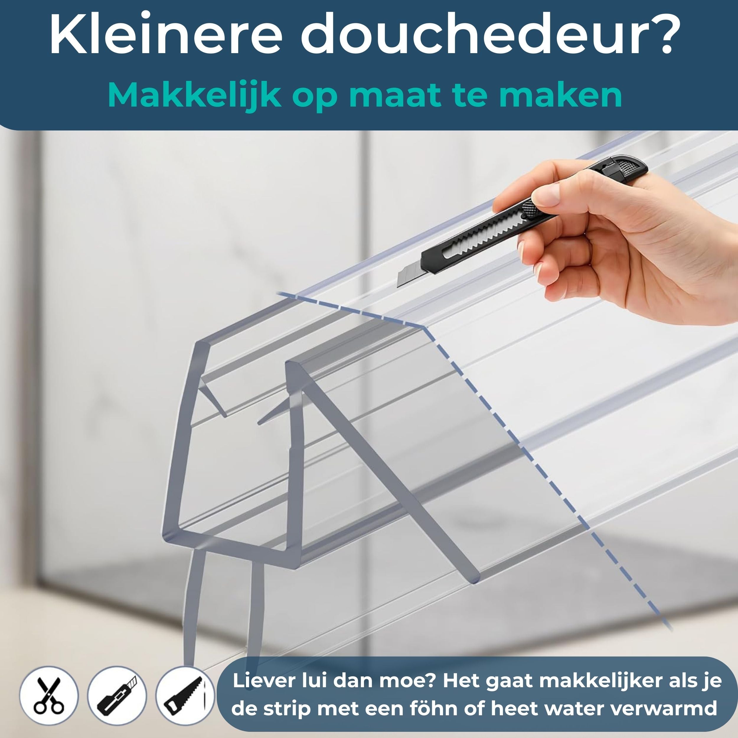 Douchedeurafdichting - 90cm - Inclusief reserve strip - Douchestrip