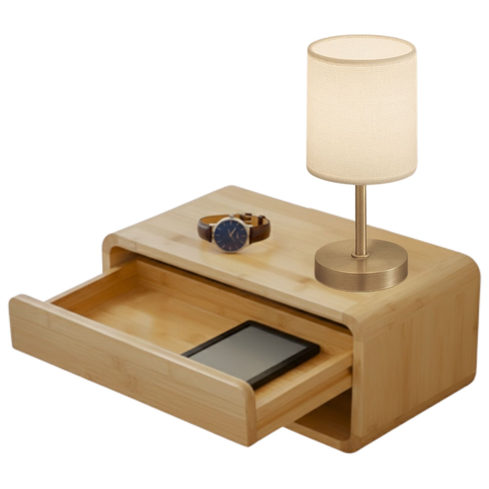 Nachtkastje bamboe - Zwevend - Wand Nachtkastje met Lade