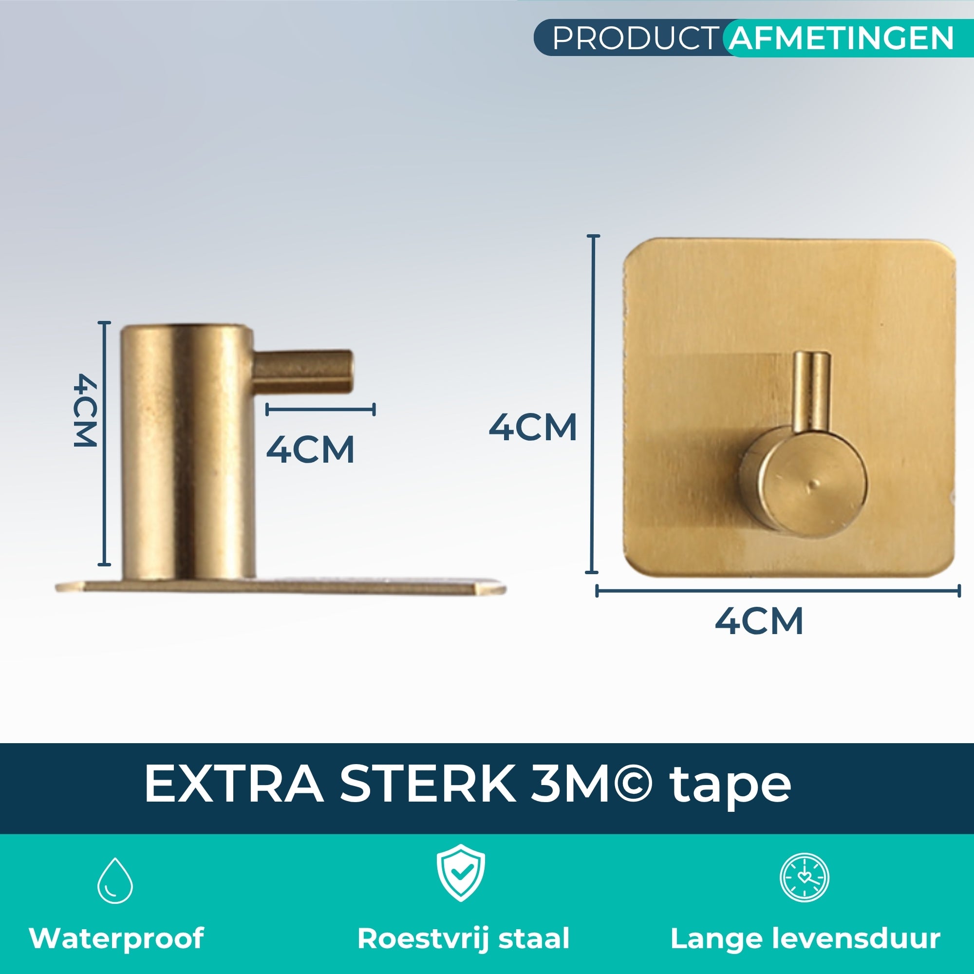 Handdoekhaakjes (4x) - Goud - Zelfklevende Haakjes