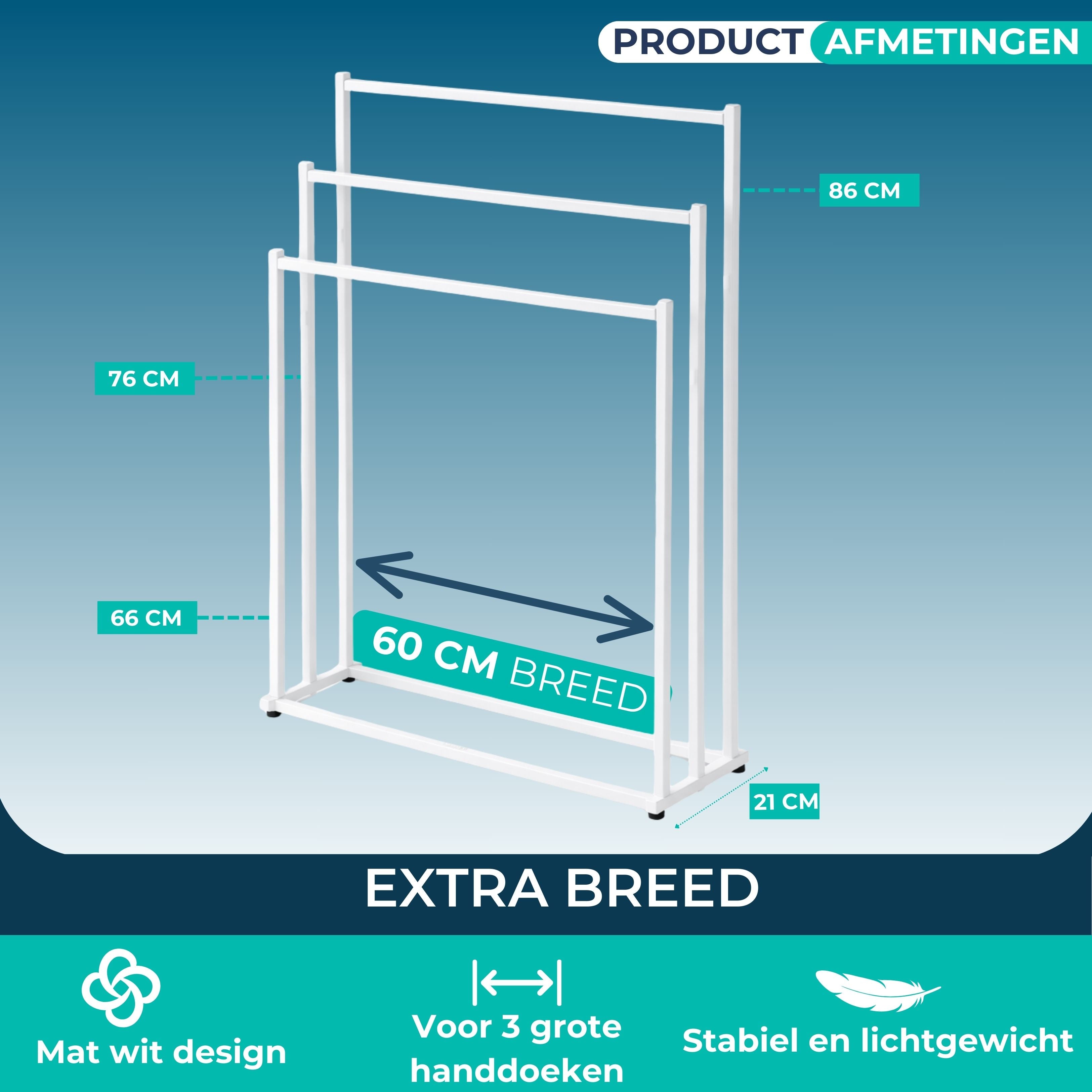 Handdoekrek - Wit - 60cm breed