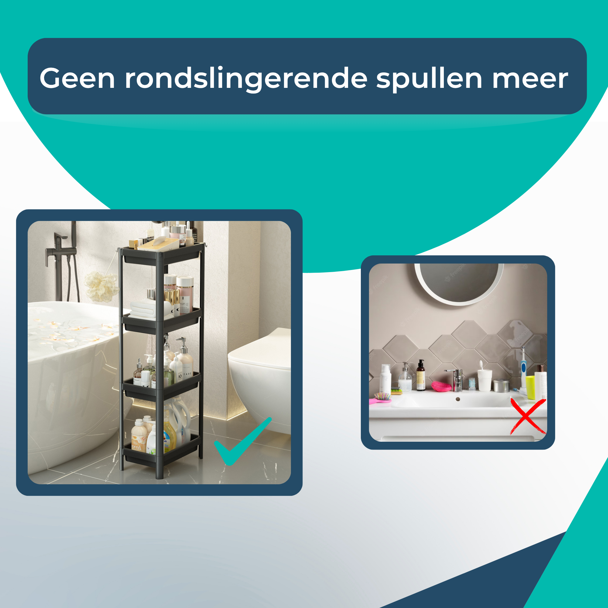 Badkamerrek - Opbergrek Kunststof - Keuken rekje