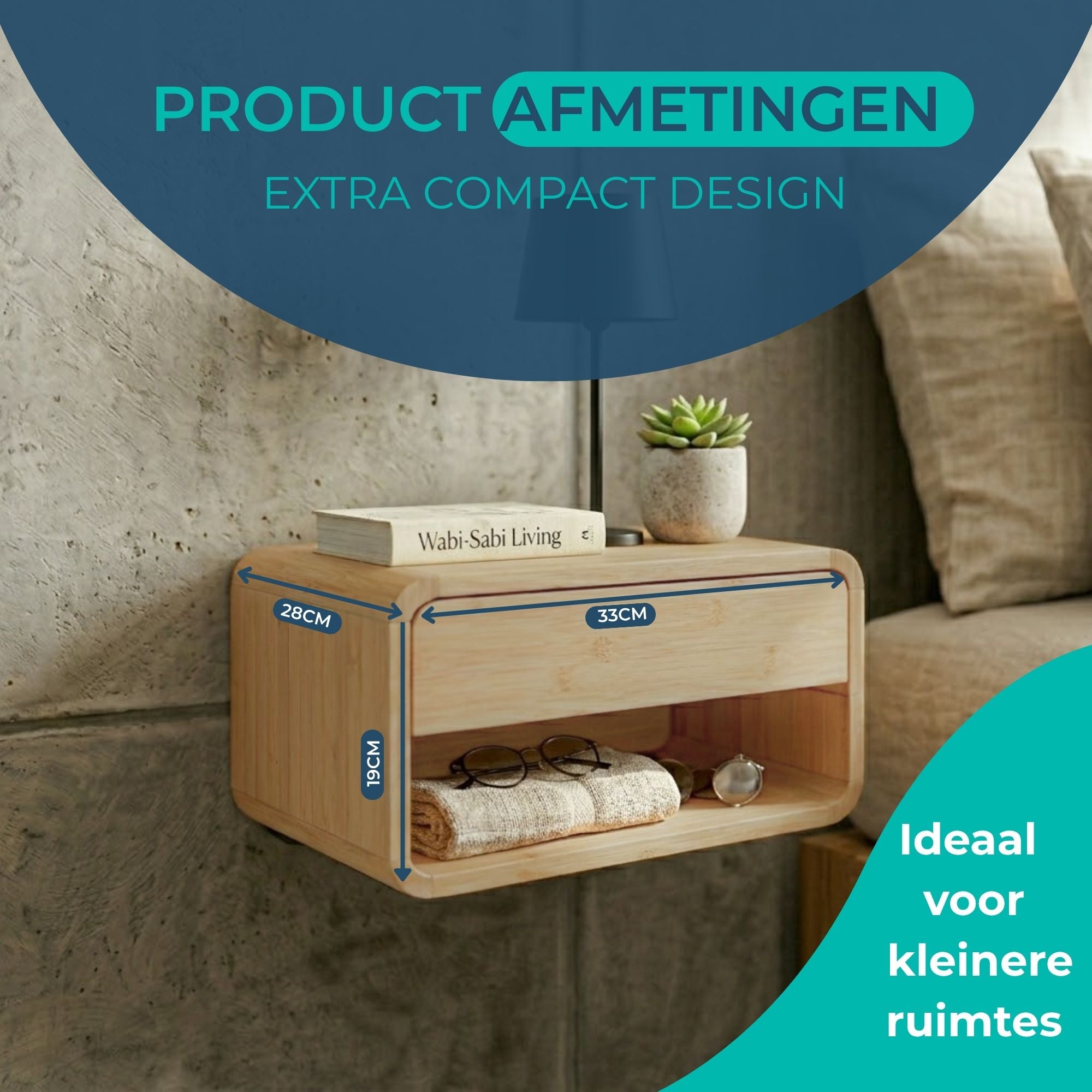 Floating Bamboo Nightstand 2x