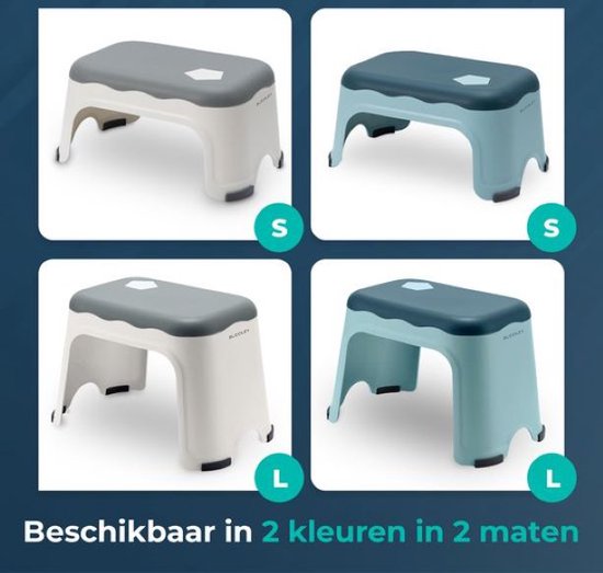 Blauer Tritthocker | Höhe 17,5 cm| Für Badezimmer, Küche oder Schlafzimmer Kind und Eltern