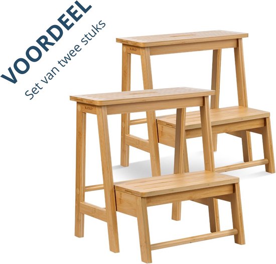 Opstapje Inklapbaar | SET 2 stuks | Naturel Bamboe