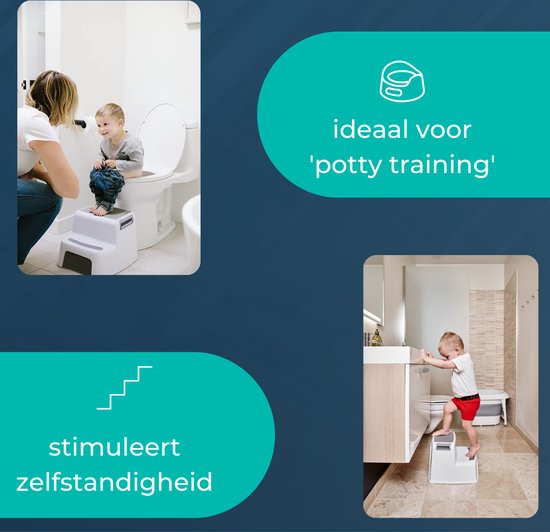 Tritthocker Weiß-Grau Zweistufig | Ideal für Kinder