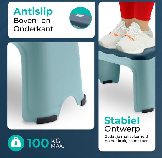 Blauer Tritthocker | Höhe 25cm| Für Badezimmer, Küche oder Schlafzimmer | Kind und Eltern