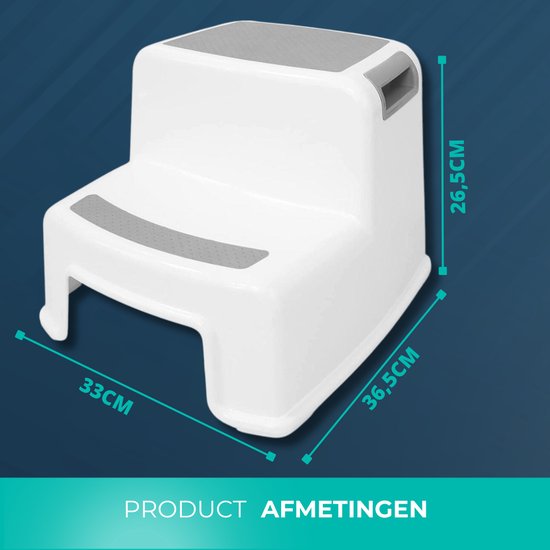 Tritthocker Weiß-Grau Zweistufig | Ideal für Kinder