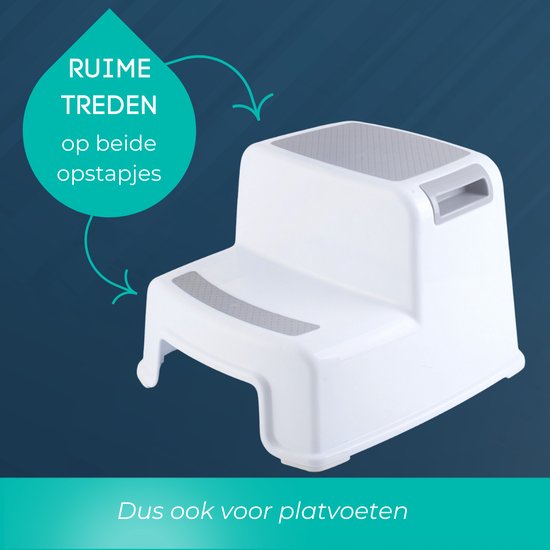 Tritthocker Weiß-Grau Zweistufig | Ideal für Kinder