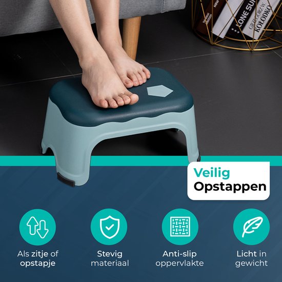Blauer Tritthocker | Höhe 17,5 cm| Für Badezimmer, Küche oder Schlafzimmer Kind und Eltern