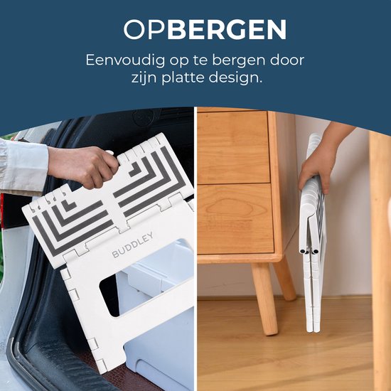 Inklapbaar Wit Opstapje (SET)| Hoogte 22cm| Twee Stuks