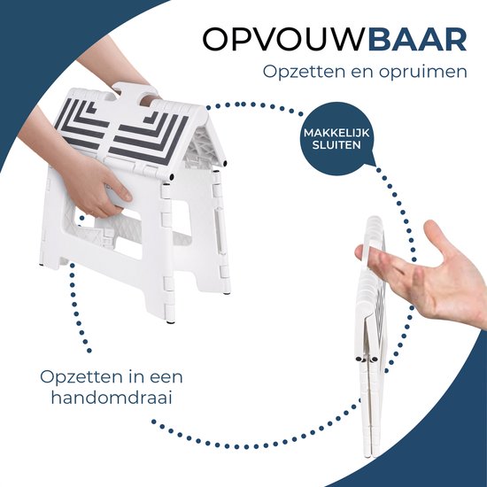 Inklapbaar Wit Opstapje (SET)| Hoogte 22cm| Twee Stuks