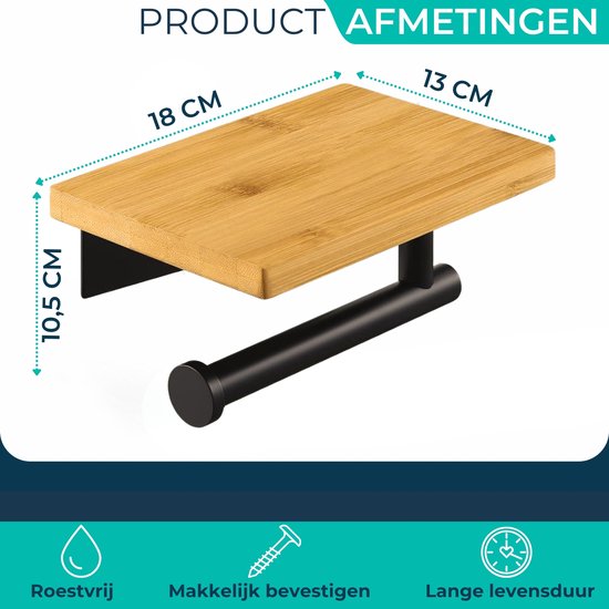 Bamboe WC-rolhouder met plank