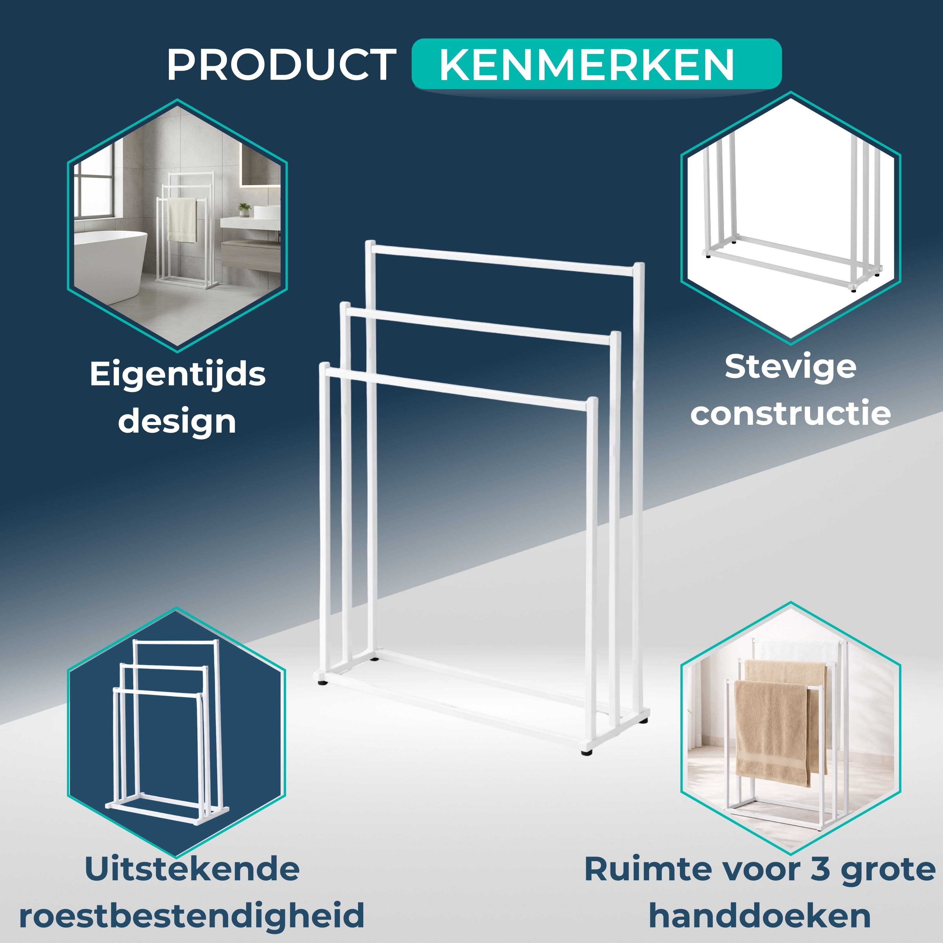 Handdoekrek - Wit - 60cm breed